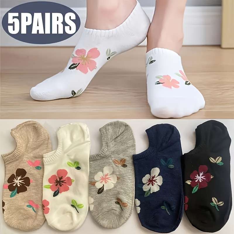 5 Pairs Of Mixed Colors One Size High Elastic Socks