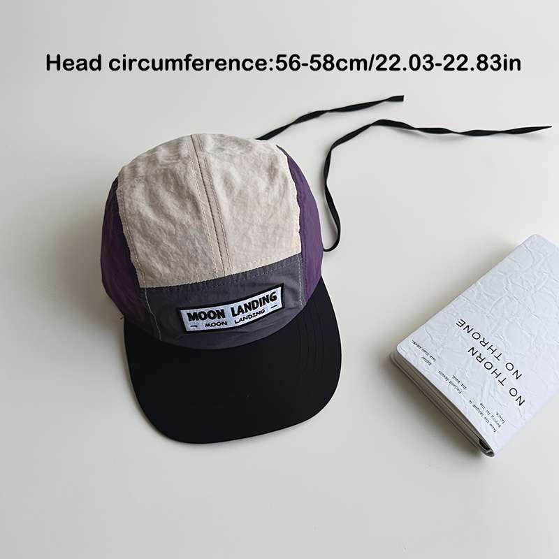 1pc Adjustable Breathable Moonscape Design Baseball Cap Wide Brim Colorful Patchwork Hand Was