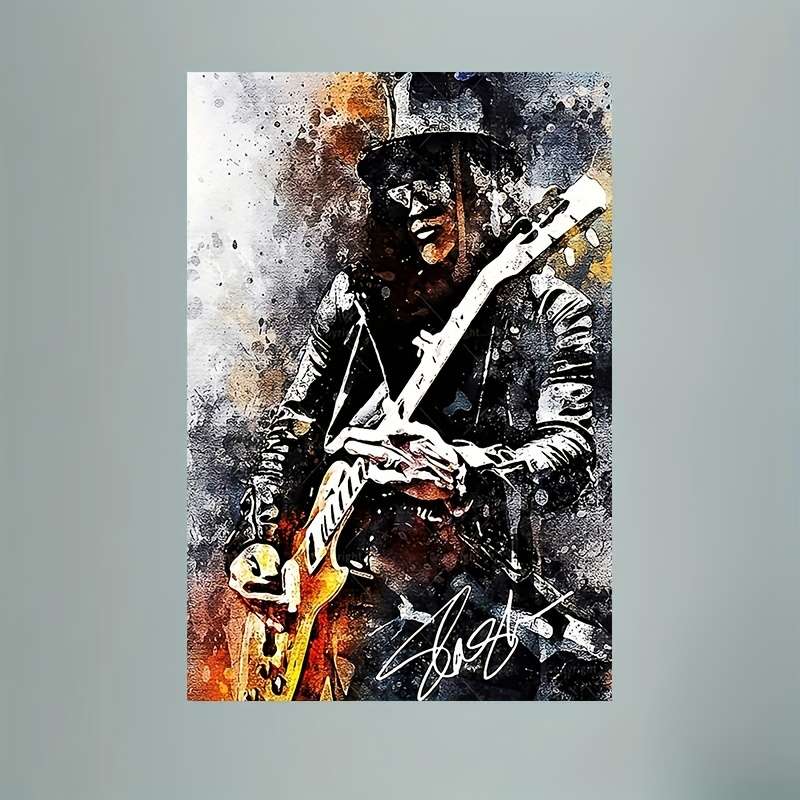 1pc  Frameless Slash Tribute Vintage Guitarist Canvas Poster Rock 'n' Roll Wall Art with Vibra