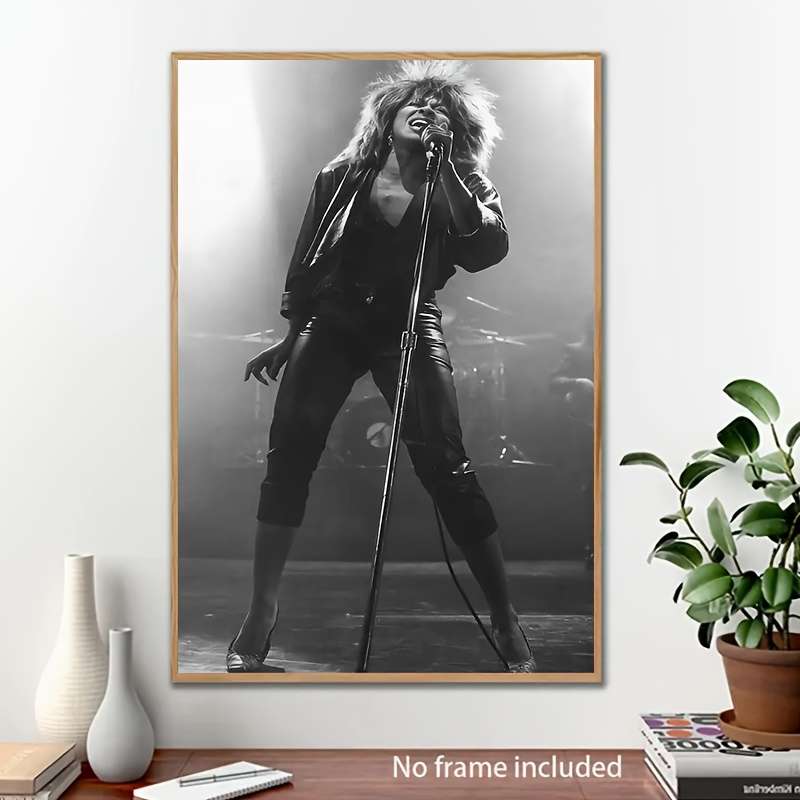 1pc  Tina Turner Concert Poster Unframed Vintage Black and White Canvas Wall Art Rock Retro M