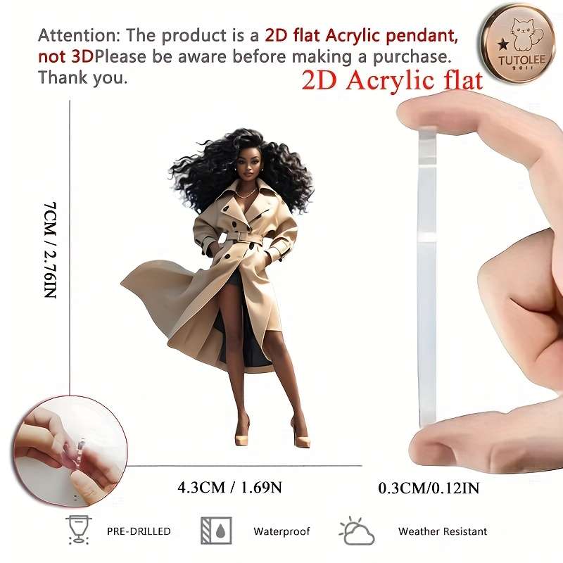 1pc 2D Flat  Acrylic Flat Pendant Classic Beauty Figure for Car Accessories Backpacks
