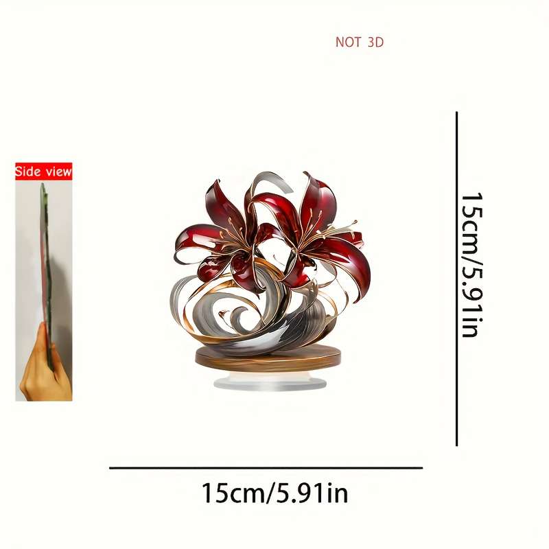 1pc 2D Flat   Blessing Health Lily Flower Desktop Decoration Suitable for Bedroom Cafe an