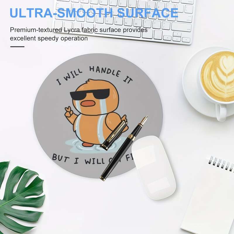 1pc Chick-Themed Round Mouse Pad for Men Women Girls Non-Slip Rubber Base Perfect f