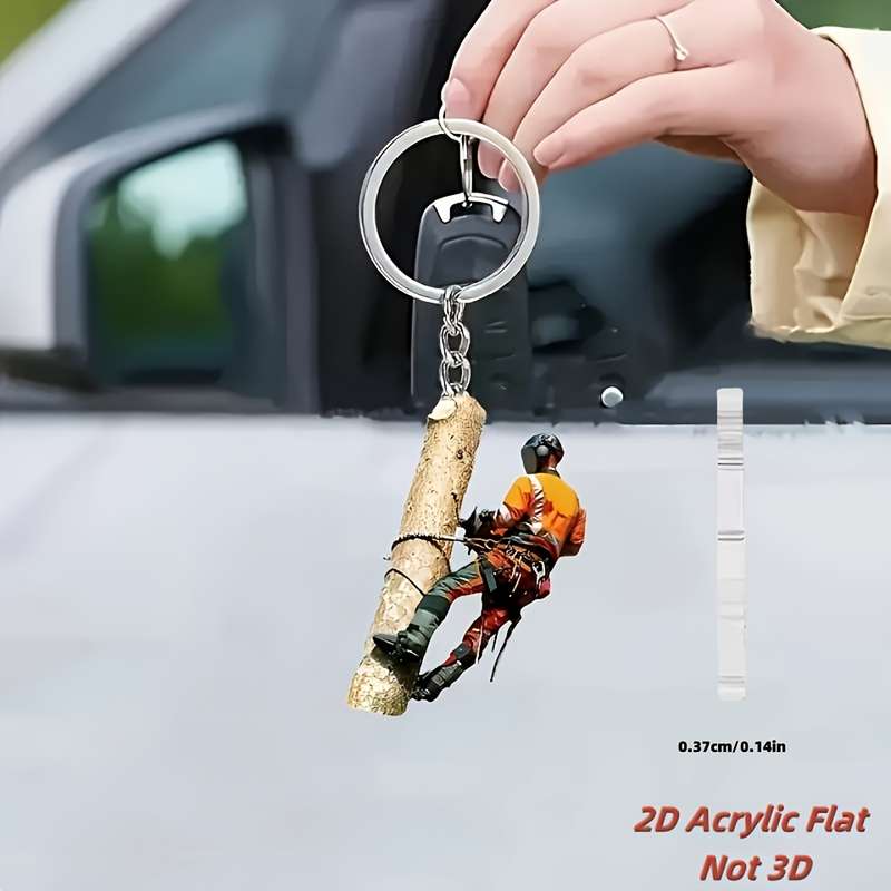 1pc 2D Flat  Acrylic Lumberjack Keychain Waterproof Durable Ideal Gift for Family and Friends U