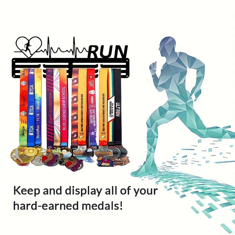 A black iron medal display stand with inspirational sentenceswall-mounted honor medal stand crea