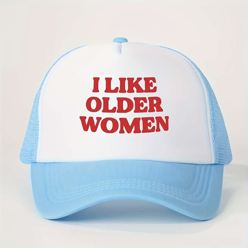 1pc I Like Older Women" Printed Baseball Cap Breathable Adjustable Mesh Trucker Hat for Men Wo
