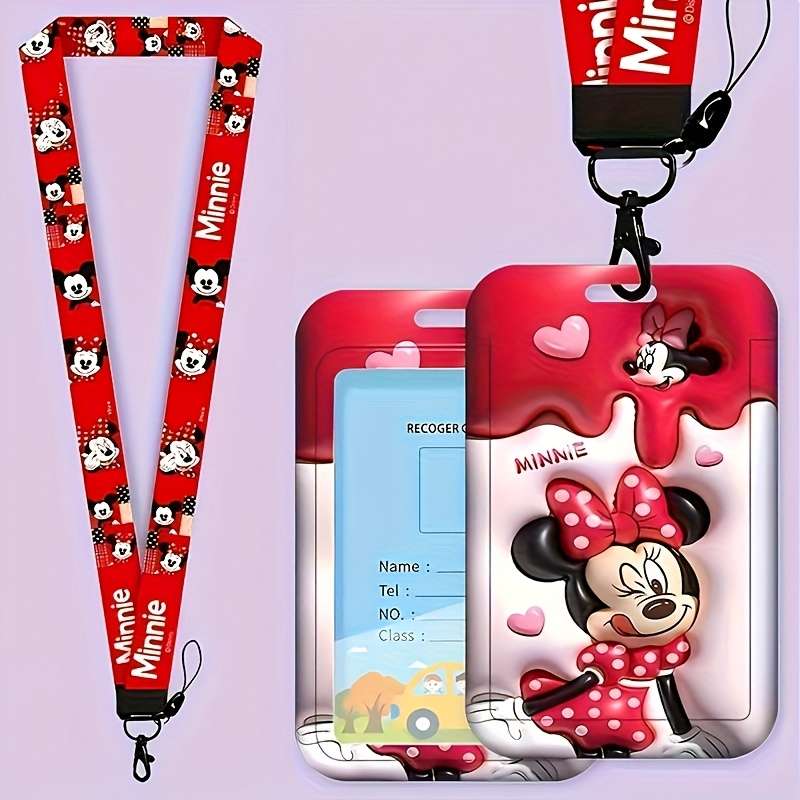 1pc Minnie Card Holder for Students Campus Work ID Mickey and Vinnie Bear Badge Access Control C