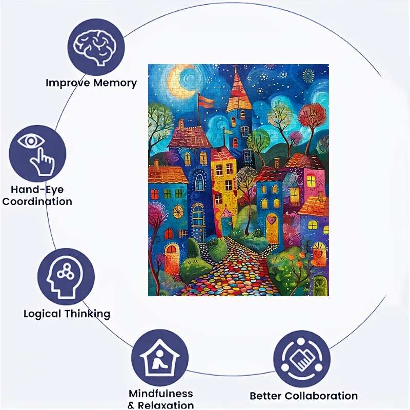 1000pcs Colorful Artistic Jigsaw Puzzle for Adults Vibrant Street Scene Paper Puzzl
