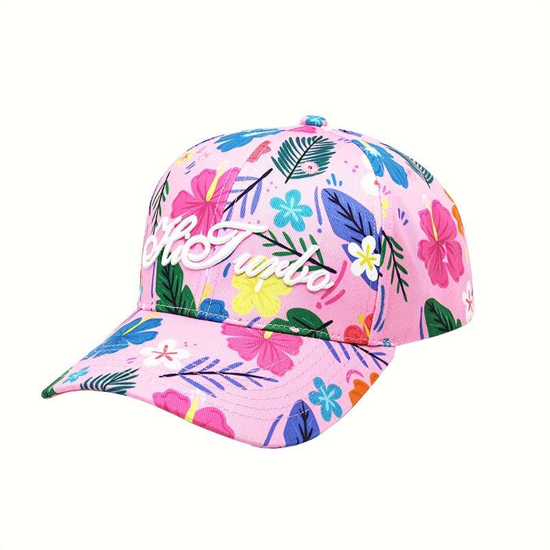 1pc Adjustable Floral Baseball Cap Tropical Leaf and Flower Patterns Lightweight Polyester Sun