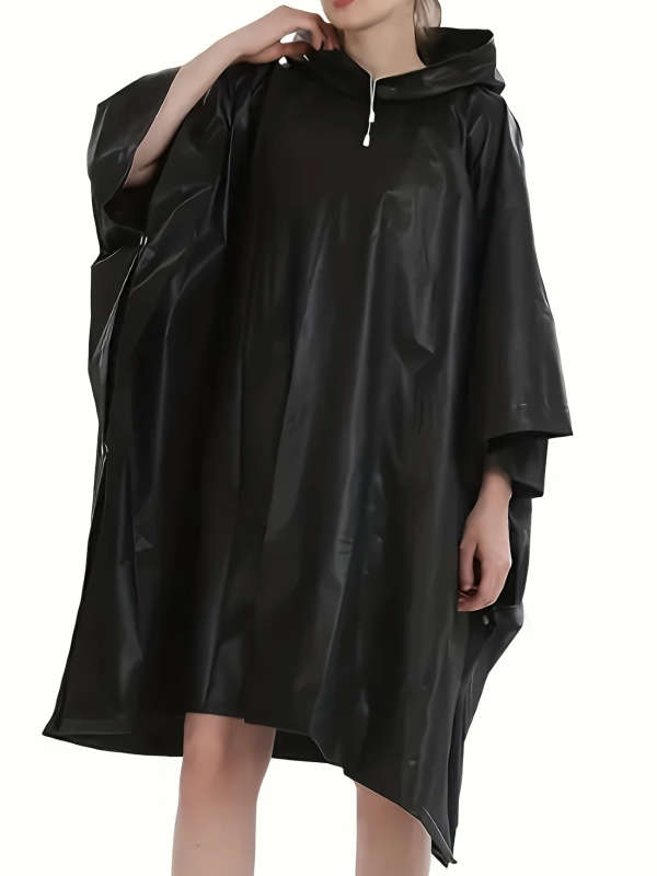 1pc Waterproof EVA Rain Poncho Lightweight Transparent Hooded Raincoat for Outdoor Hiking Camping