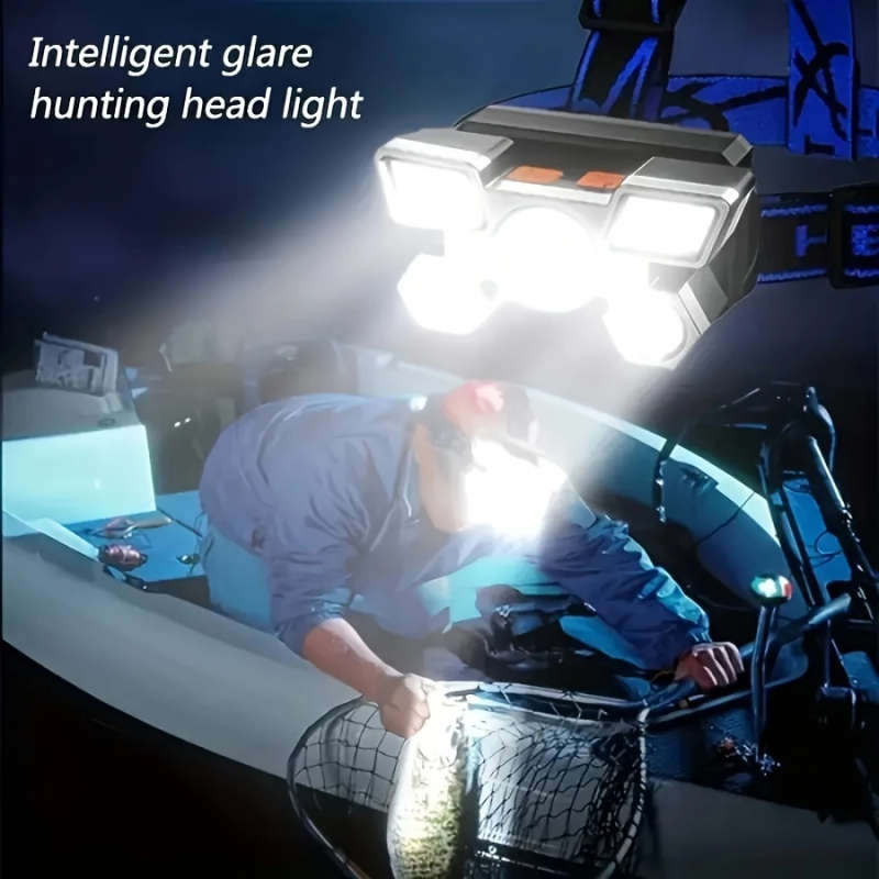 1pc Headlamp with Built In Battery USB Rechargeable Home Decoration Hardware Tools 4 Modes Portable