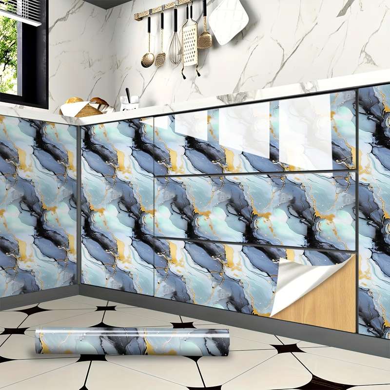 1PC Wall StickersDream Blue Marble60X1000cm  23.6X393.7inch