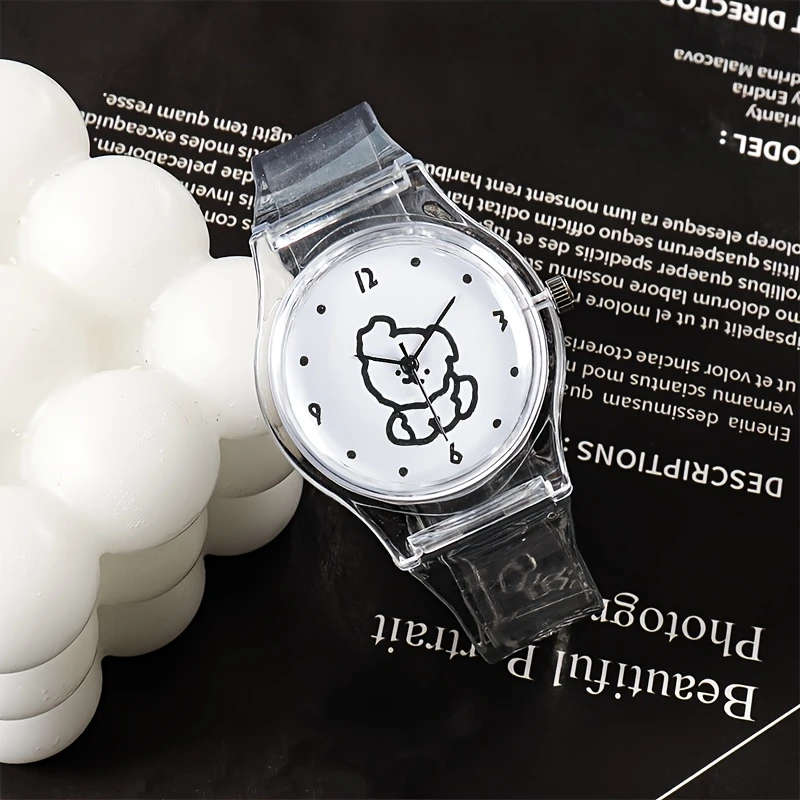 1pc Simple Transparent Student Portable Electronic Watch Color Sent Randomly