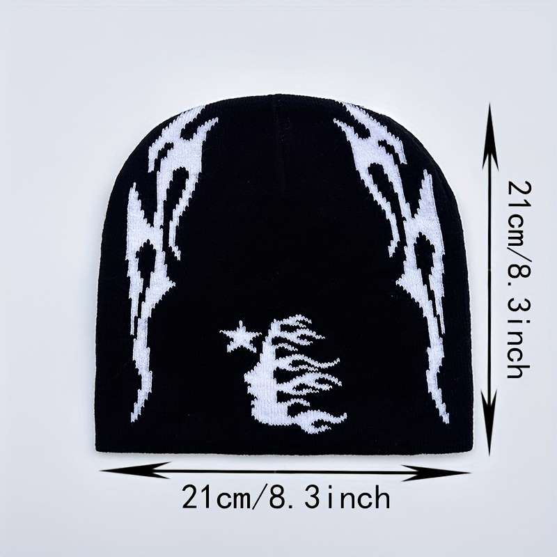 1pc Unisex Sports Skullies Beanies with Hell Star Double-Face Jacquard Design Acrylic Blend with