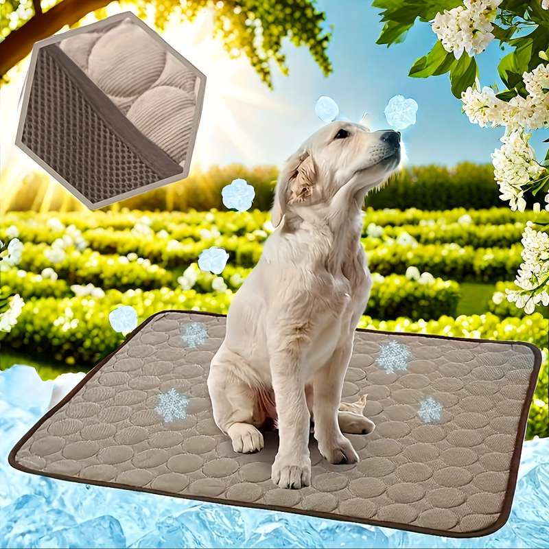 1PC Pet Mat Ice Sliky Fiber Fabric Cooling Mat Coffee Color Size Size  50 x 40 cm