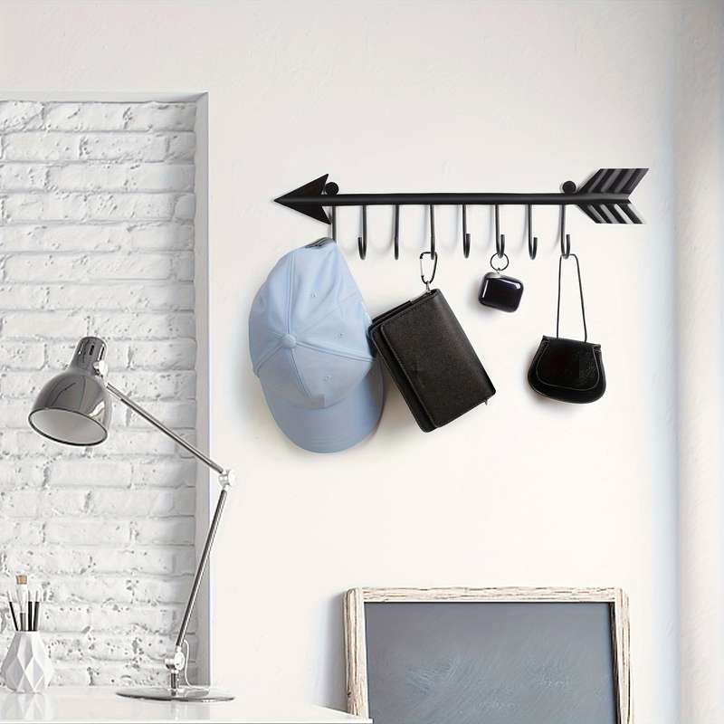 2pcs Modern Metal Key Holder Rack Wall-Mounted Key Organizer Hooks Easy Install Fashionable Entr