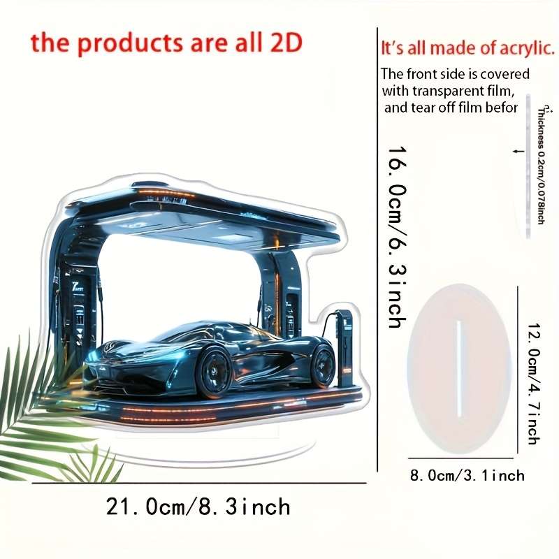 1pc 2D Flat   Futuristic Cyberpunk Style  Acrylic Ornament with LED Base Fashionable Sports