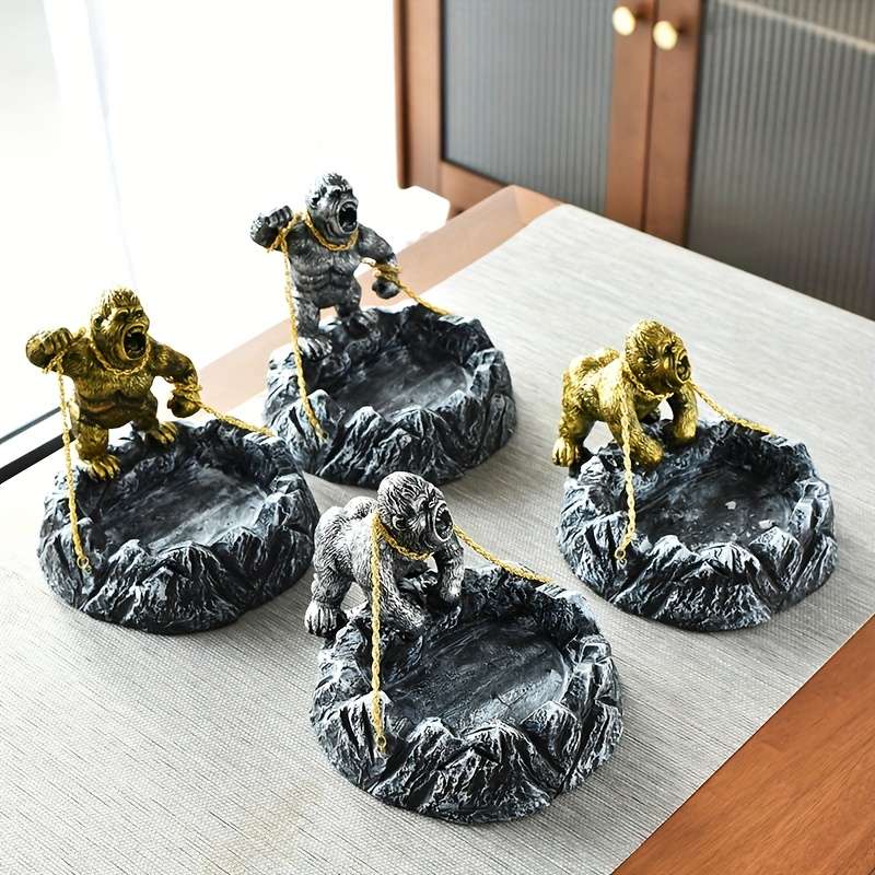 1pc Modern Gorilla Ashtray with Lid Unique Animal Design Plastic Irregular Shape Ideal for