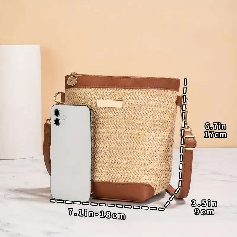 1pc Woven Crossbody Bag for Women Faux Leather Geometric Quilted Pattern Polyester Lined