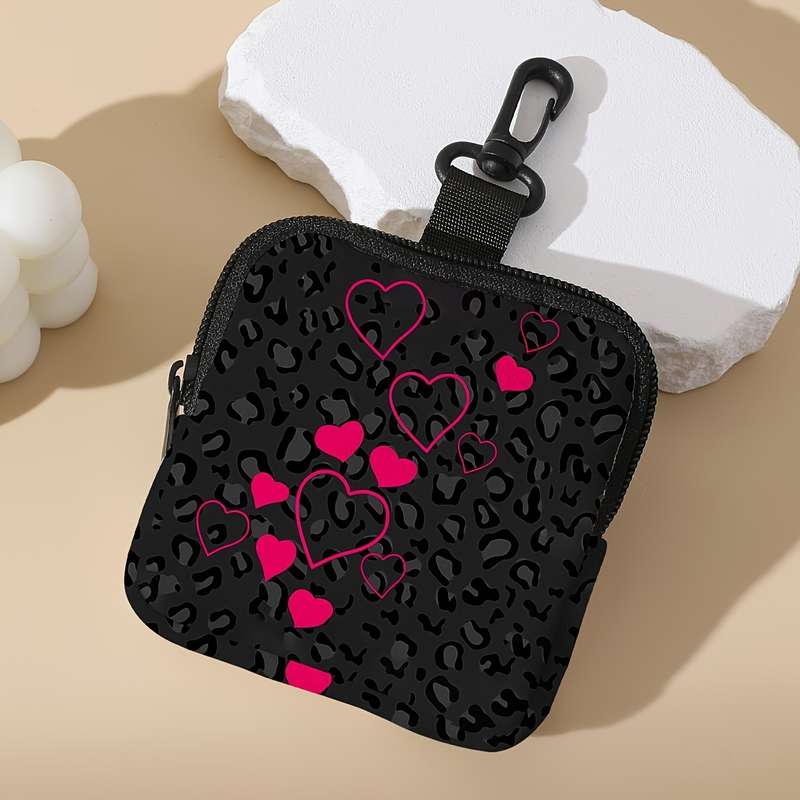 1pc 1-Pack Heart Print Large Capacity Coin Purse with Digital Printing Polyester Multi-Functional