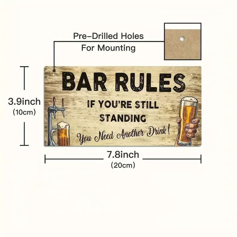1pc Classic Wooden Plaque Wall Art Versatile Decor for Home Restaurant Bar Cafe Easy Hang