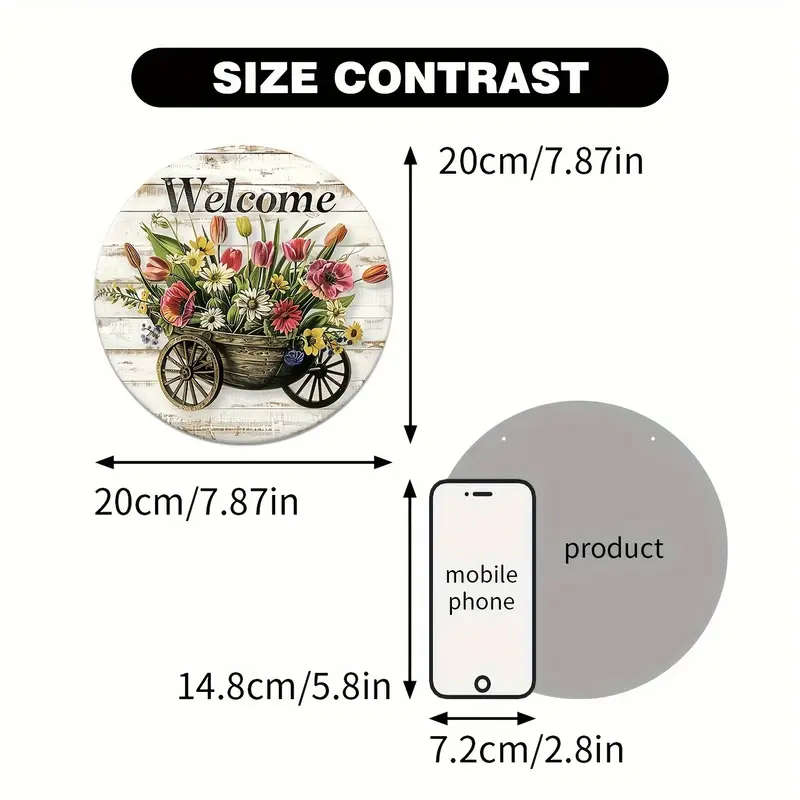 1pc A Wooden Floral Hanging Decoration A Wooden Welcome Hanging Decoration Plate For Courtyard Decor
