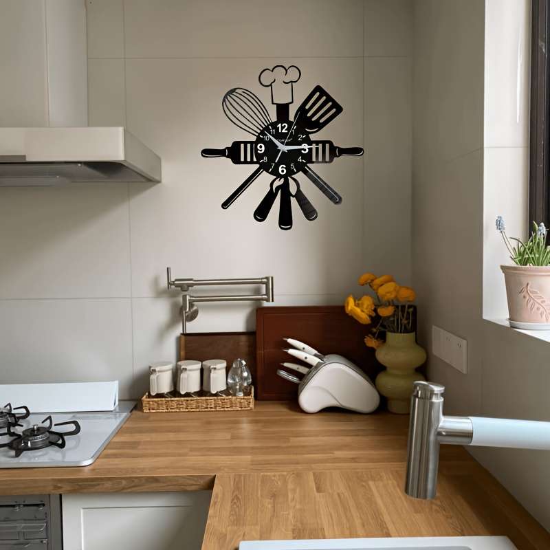 1pc silent vinyl wall clock suitable for multiple scenes in the kitchen living room bedroom