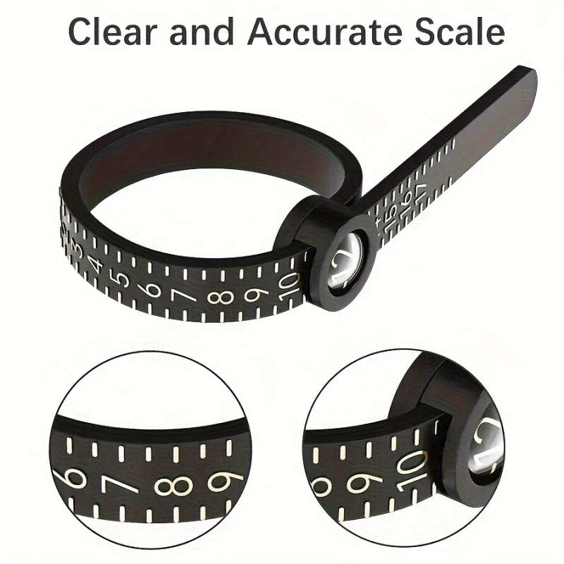 1pc Magnifying Caliper Ring Sizer PVC Durable Measuring Tool with Built-in Magnifier Uncharged Preci