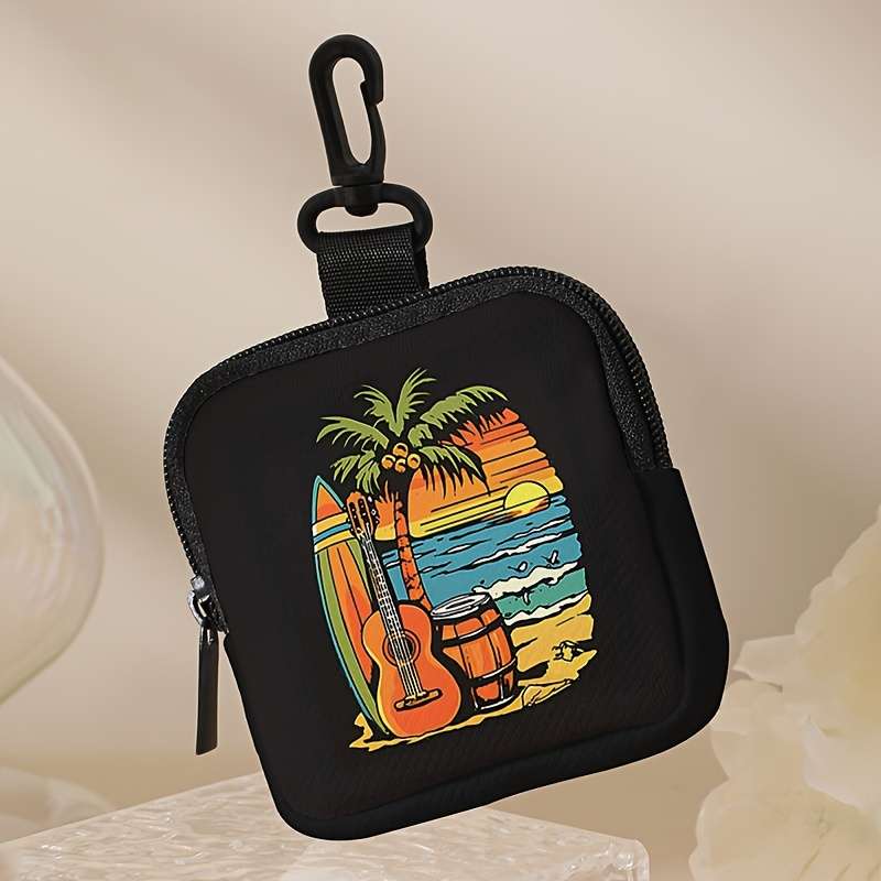 1pc 1pc Heat Wave Summer Sea Beach Pattern Large Capacity Coin Wallet Fashion Simple Digital Prin