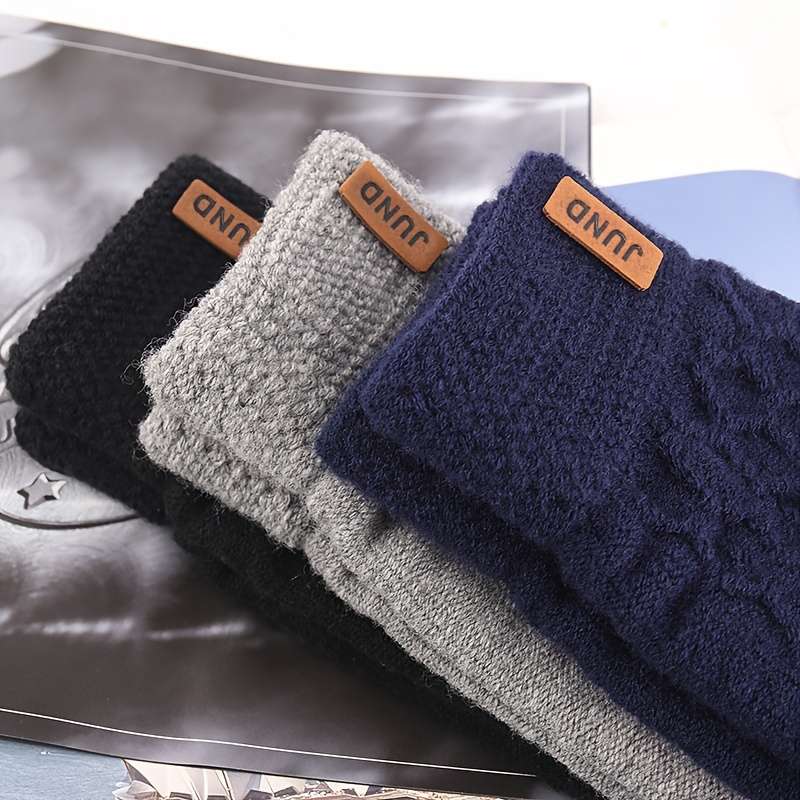 3 Pairs Mixed Black Gray Navy Blue Warm Gloves