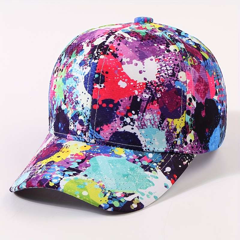 1pc Tie Dye Graffiti Baseball Cap Trendy Hip Hop Print Dad Hats Lightweight Adjustable Sports Hats