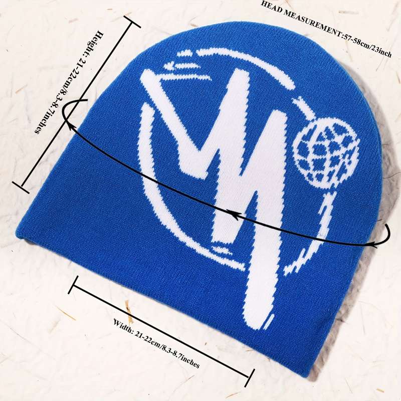 1pc Festive Knit Beanie Hat with Bold 'M' Design Available in Multiple Colors for Men And Women