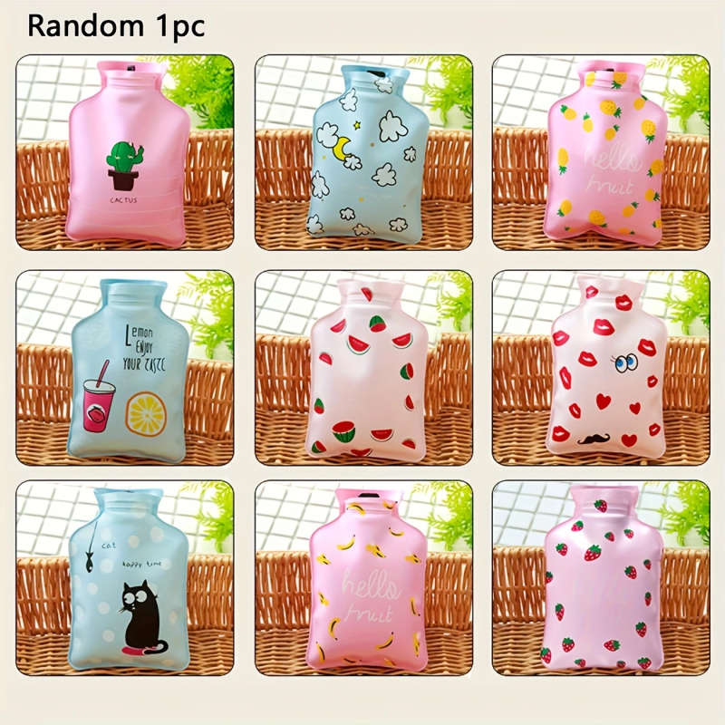 1pc Mini Reusable Hot Cold Water Bottle PVC Travel-Size Assorted Designs for Home Comfort Travel