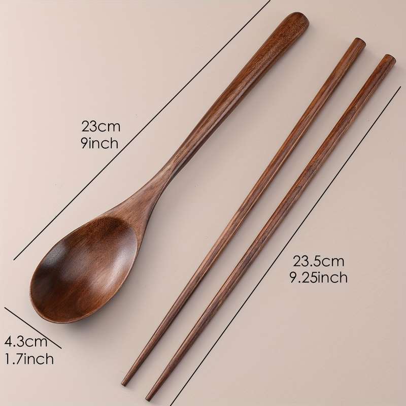 Portable Wooden Spoon Chopsticks Set Colorful Durable Kitchen Utensils for Camping Travel