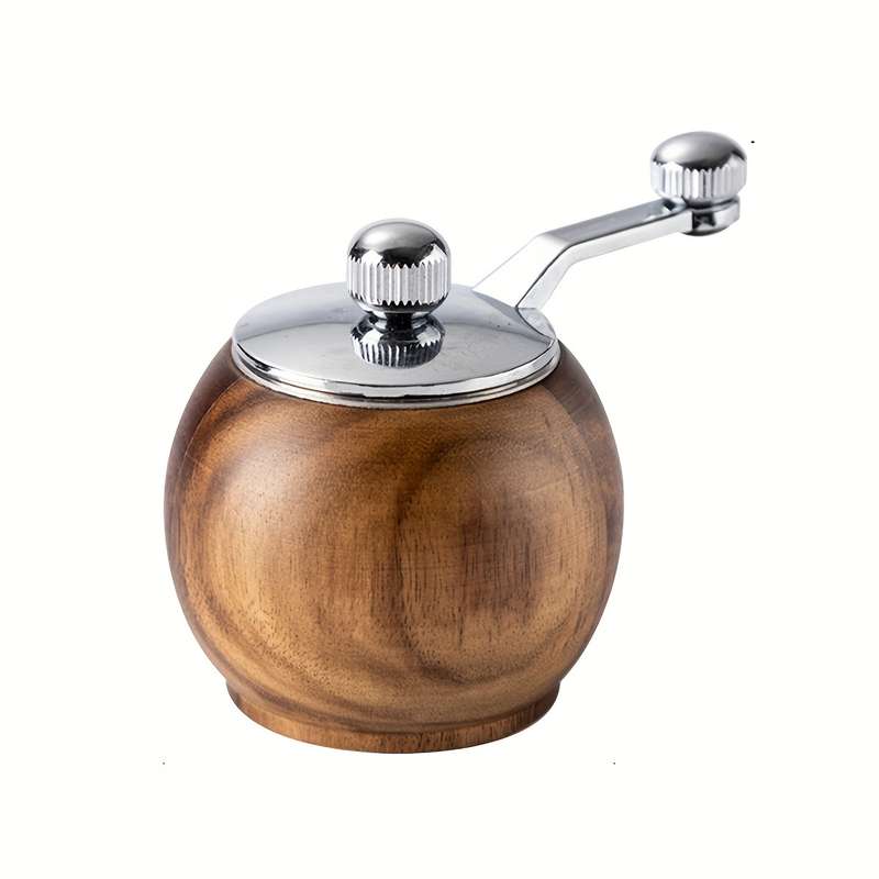 1pc Wooden Manual Pepper Grinder Hand-Crank Sea Salt Black Pepper Mill Rustic Kitchen Tool
