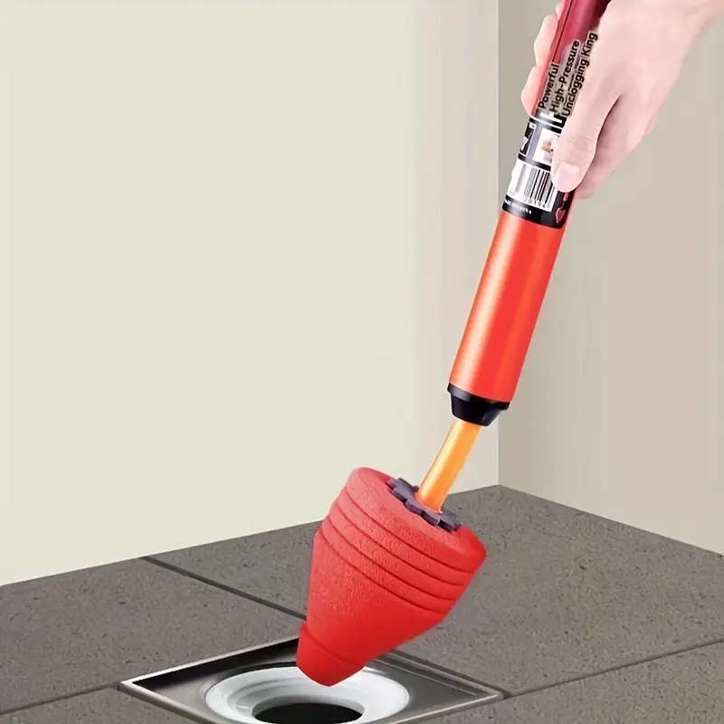 1pc Heavy-Duty Pneumatic Toilet Plunger High-Pressure Drain Cleaner with User-Friendly Pump Design R