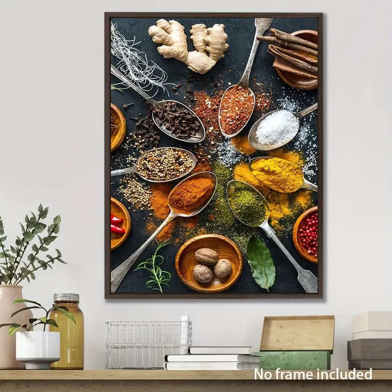 1pc Chic Spoon Dressing Canvas Art Print Frameless Oil Painting Poster for Living Room Bedroom Offic