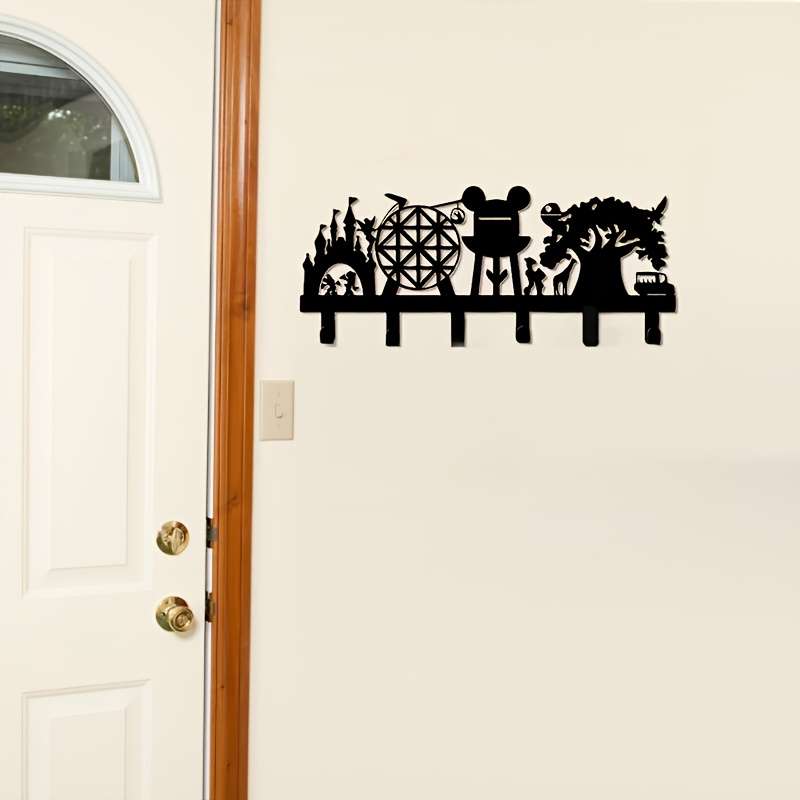 1pc Whimsical Metal Wall Art with Ferris Wheel Carousel  Tree DesignEasy-Install Storage Rack w