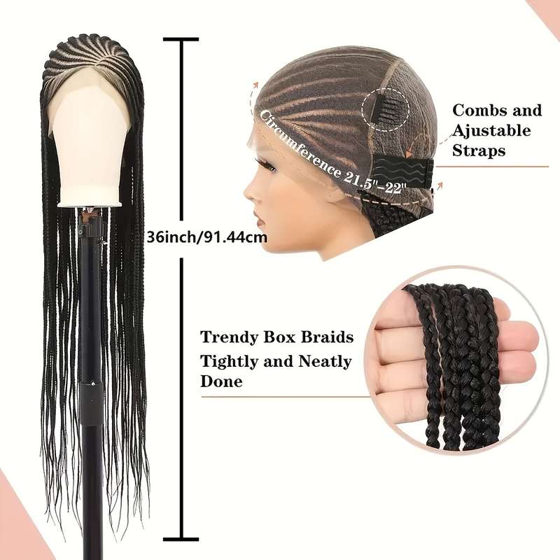 1Pc Black 86.36cm Fashion Design Wig