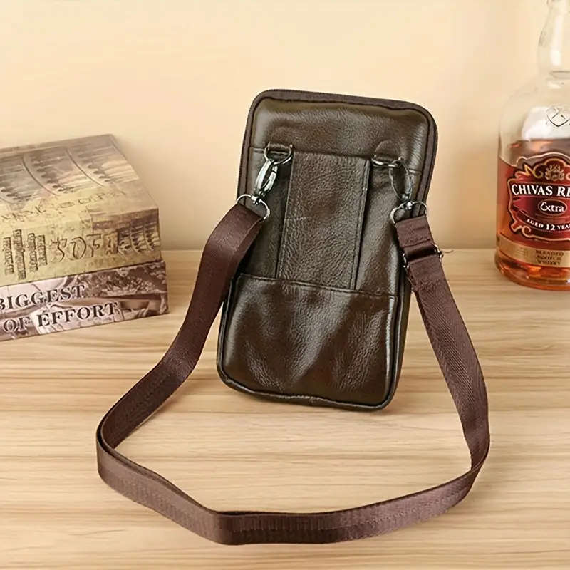 Genuine Leather Phone Bag, Men's Sling Bag, Multi-functional Pouch