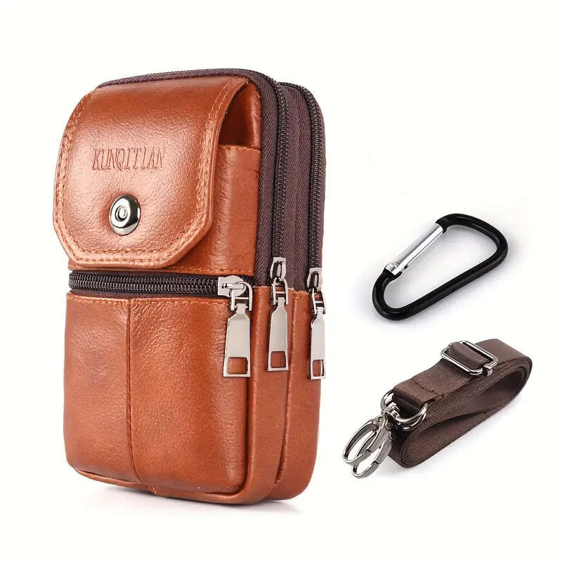 1pc Men's Simple Fashion Waist Bag Top Layer Cowhide Belt Hanging Fanny Pack Ideal For Walking
