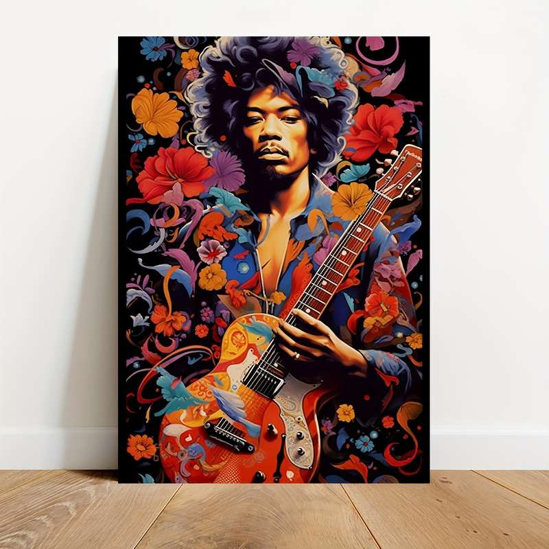 1pc Vibrant Jimi Hendrix Electric Guitar Canvas Poster Unframed 30.48x45.72 cm Wall Art with Colo