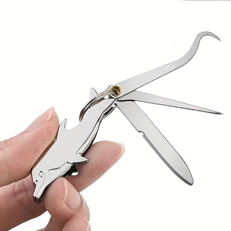 1pc Stainless Steel 3-in-1 Folding Tool Portable Toothpick Bottle Opener Keyhole