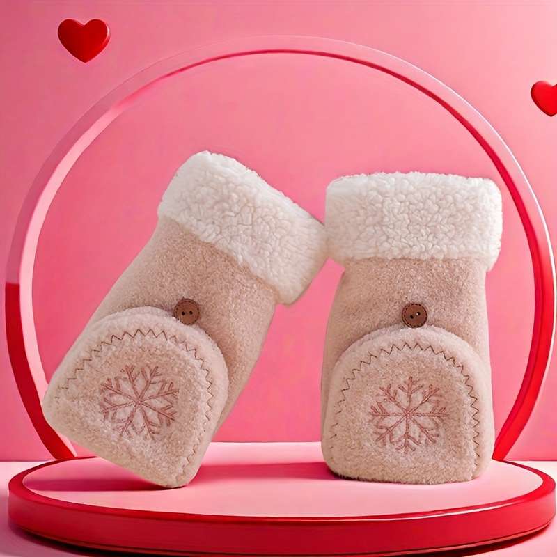 1 Pair White Warm Gloves