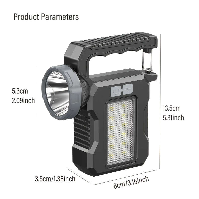 1pc Rechargeable LED Searchlight Portable Flashlight With Metal Locking Clip Handheld Spotlight And