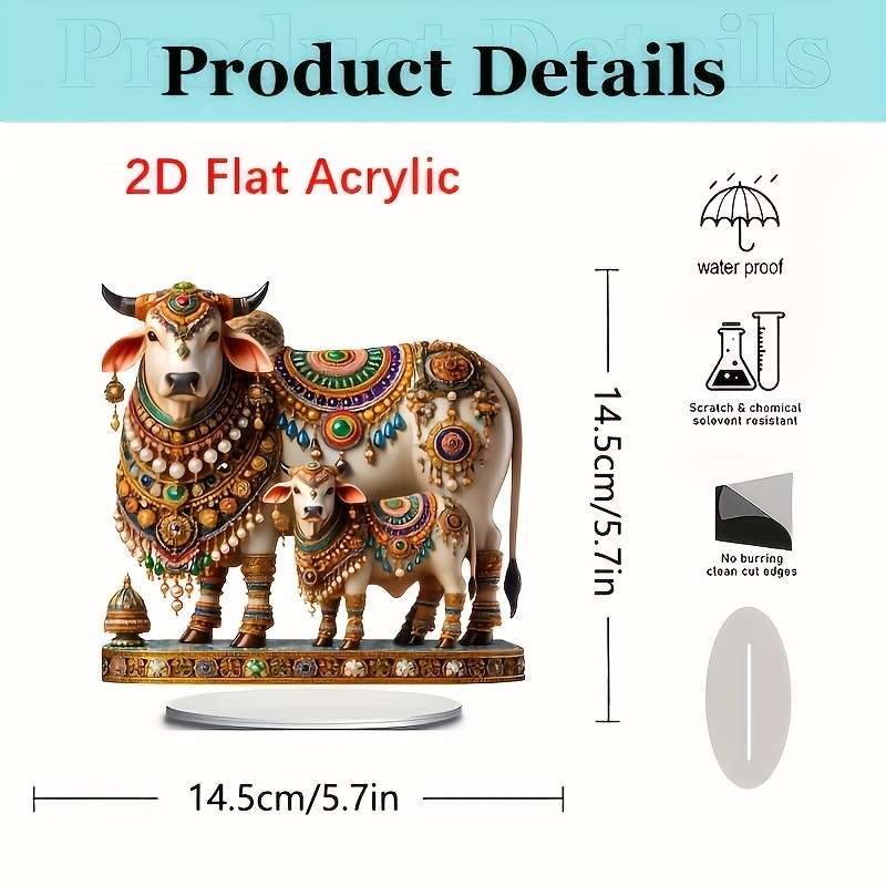 1pc 2D Flat   Bohemian Style Rich Cow Pattern Decorative Plaque Signage Home And Holiday Decorat