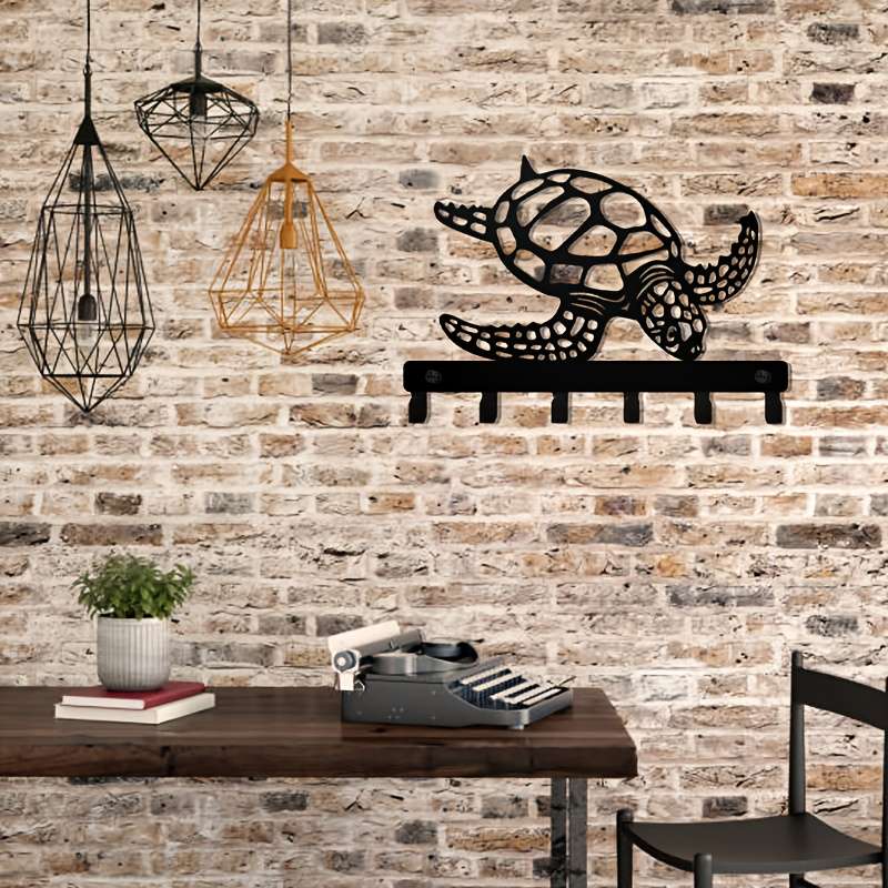 This is 1pc of turtle metal decorative key hook keychain rack door back wall garage key hook decor