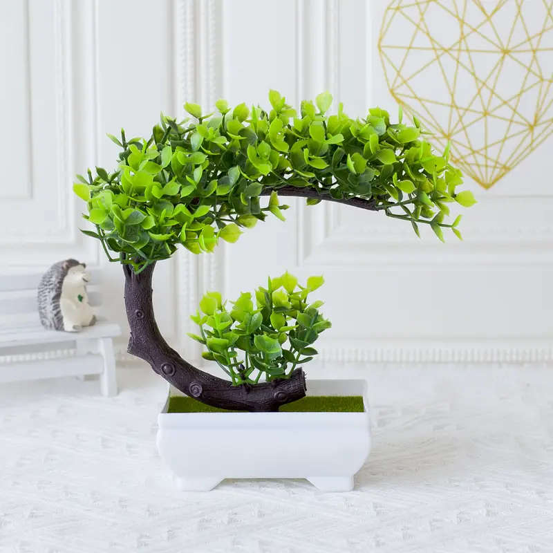 1pc Charming Faux Eucalyptus Bonsai with White Pot Perfect for Home Office Decor
