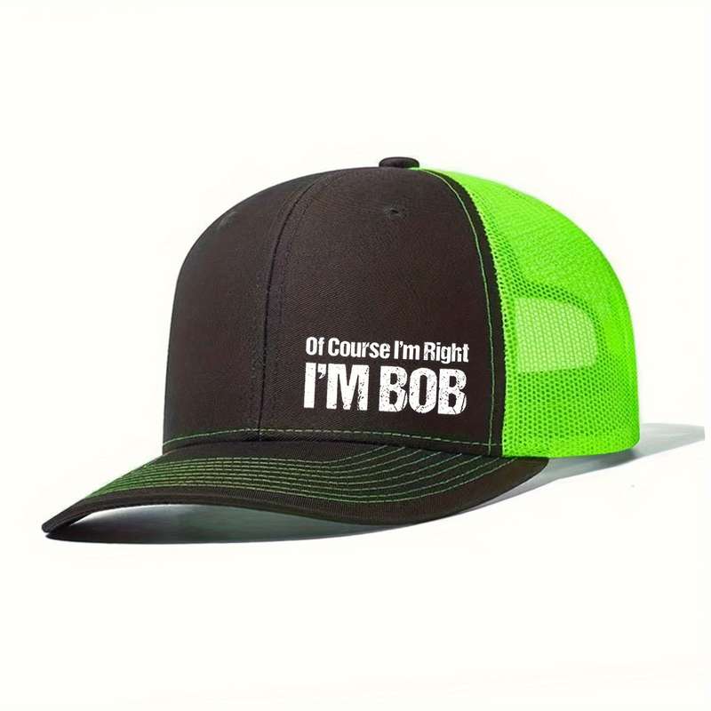 1pc Unisex Polyester Baseball Cap with "Of Course I'm Right" Print Breathable Mesh Snapback Hat A
