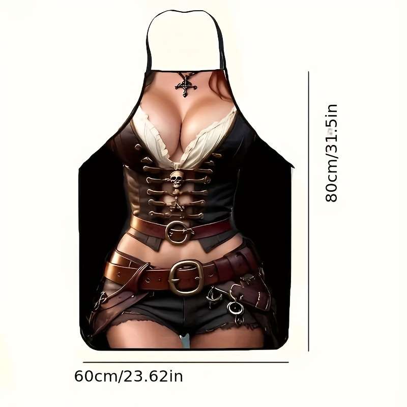 1pc An innovative new apron with simple digital print sexy Faux Leather beauty cold and beautiful